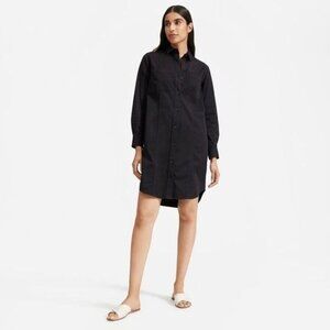 Everlane Shirtdress Black Size 4 Small Tie Waist Button Down Cotton EUC